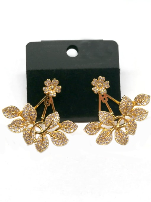 Tabora GODKI Luxury Women Wedding Dubai Copper With Gold Plated Trendy Leaf Earrings 0