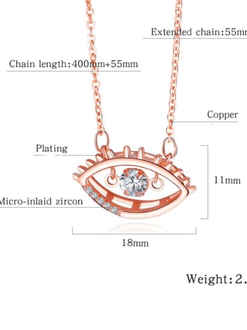 Open Sky Copper With Rose Gold Plated Fashion Evil Eye Necklaces 3