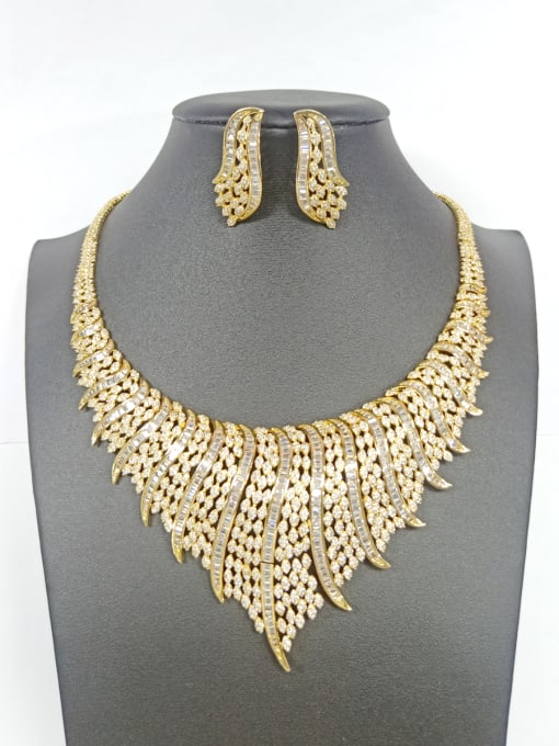 Tabora GODKI Luxury Women Wedding Dubai Copper With Gold Plated Fashion Fringe 2 Piece Jewelry Set 0