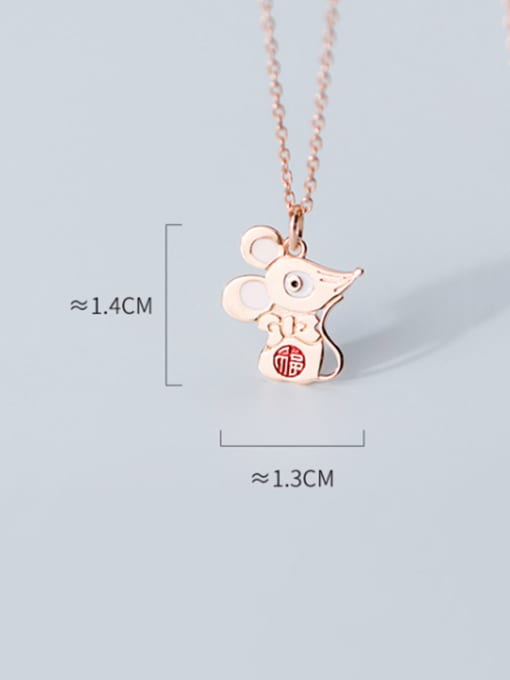Rosh 925 Sterling Silver With Rose Gold Plated Cute Mouse Necklaces 4