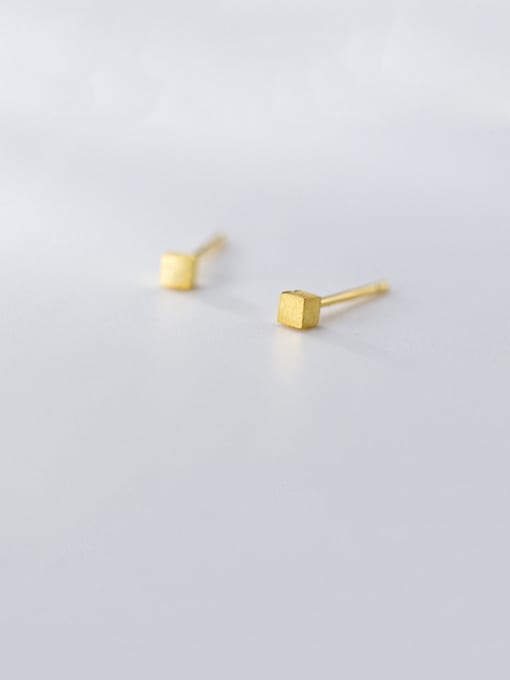 gold 925 Sterling Silver With smooth Simplistic Geometric Stud Earrings