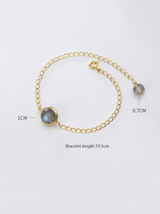 S925 silver-two Moonstone Bracelets 925 Sterling Silver With Gold Plated Simplistic Charm Bracelets