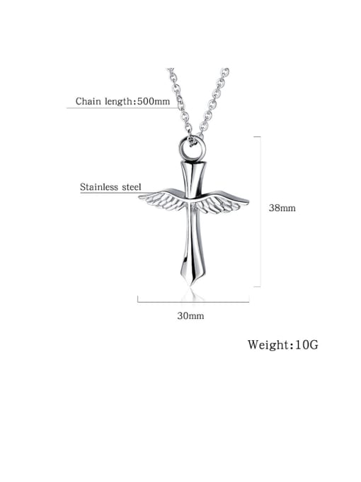 Open Sky 316L Surgical Steel With Platinum Plated Personality Angel Wings Cross Men's  Pendants 4