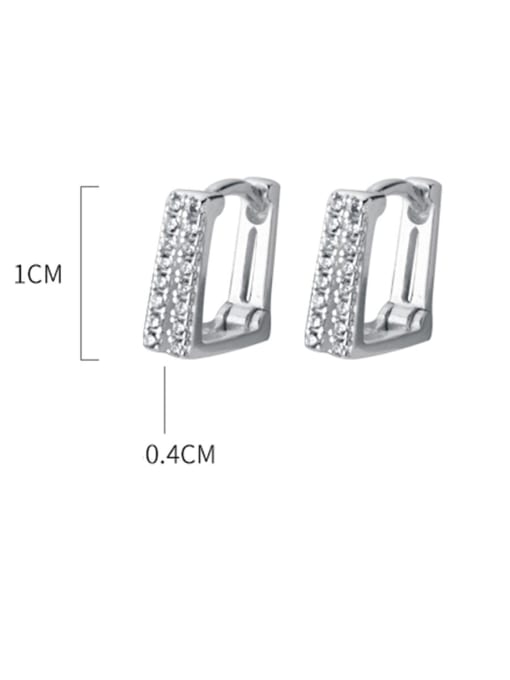 Rosh 925 Sterling Silver With Cubic Zirconia  Simplistic Geometric Clip On Earrings 4