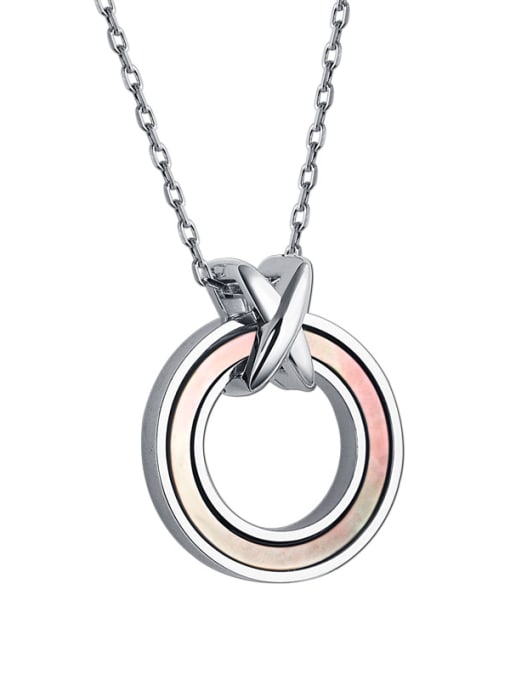 sliver 925 Sterling Silver With Enamel Simplistic Round Necklaces