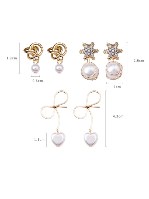 Girlhood Alloy With Gold Plated Trendy Bowknot Imitation Pearl Drop Earrings 1