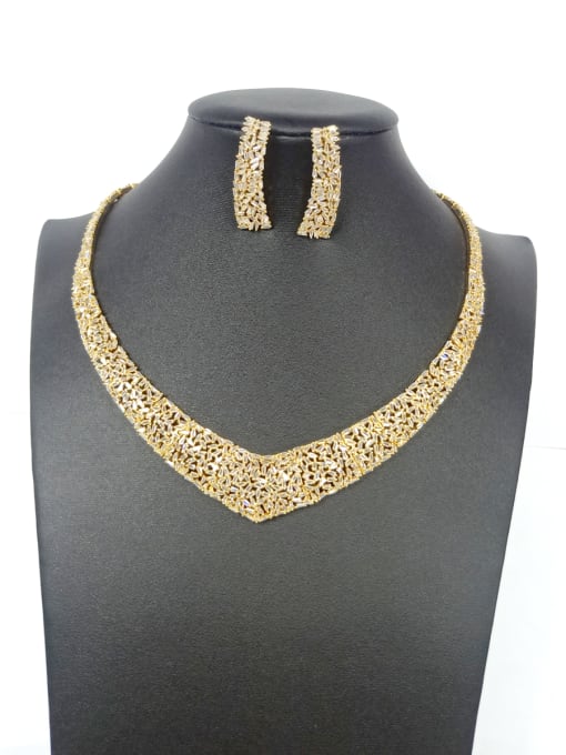 Tabora GODKI Luxury Women Wedding Dubai Copper With Gold Plated Fashion Triangle 2 Piece Jewelry Set 0