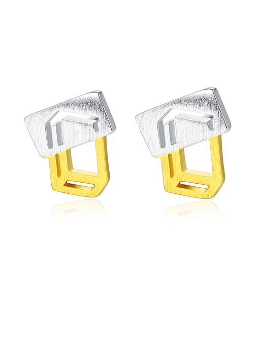 CCUI 925 Sterling Silver With Glossy  Simplistic Irregular Stud Earrings 0