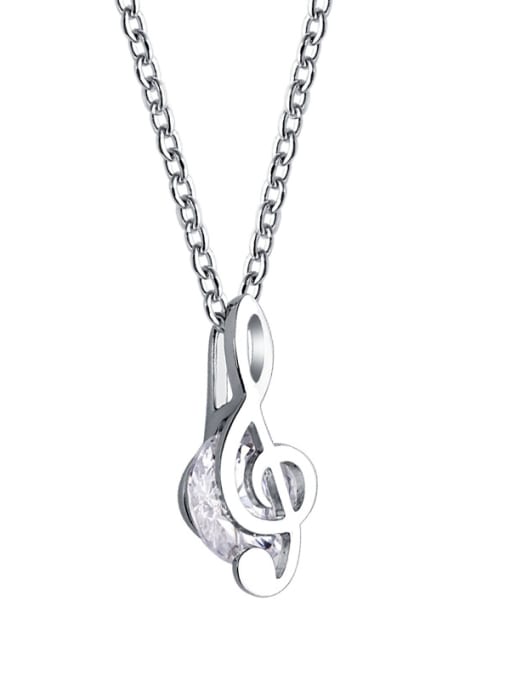 sliver 925 Sterling Silver With Cubic Zirconia Simplistic Note Necklaces