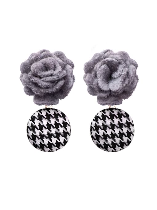 Girlhood Alloy With Classic Fabric art Flowers Drop Earrings 0