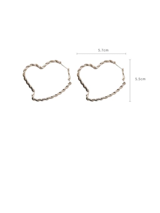 Girlhood Alloy With Gold Plated Simplistic  Hollow Heart Hoop Earrings 3