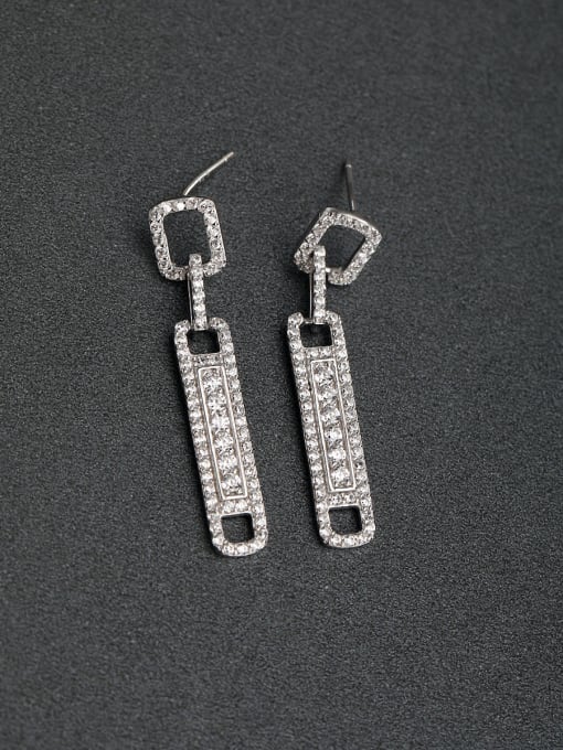 Lin Liang Micro inlay Zircon rectangle 925 silver Drop Earrings 0