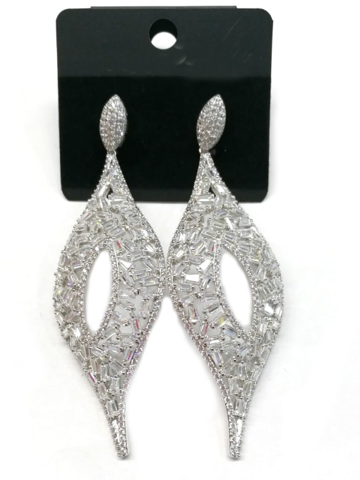 Tabora GODKI Luxury Women Wedding Dubai Copper With White Gold Plated Fashion Leaf Drop Earrings