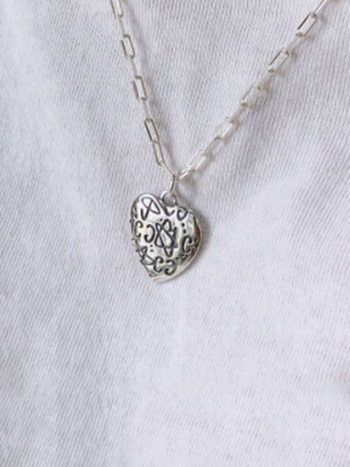 Boomer Cat 925 Sterling Silver With Antique Silver Plated Simplistic Heart Locket Necklace 2