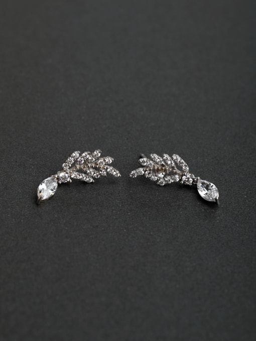 Lin Liang Inlaid Full drill Leaf 925 silver Drop Earrings 0