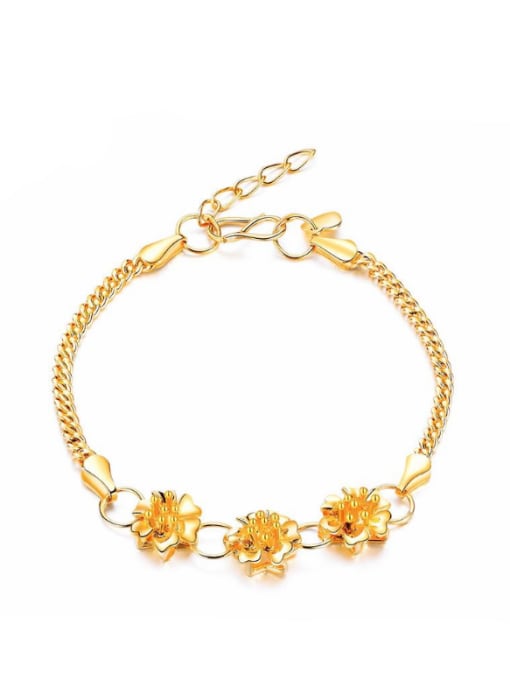 Open Sky Copper With Gold Plated Delicate Flower Wedding Bracelets 0