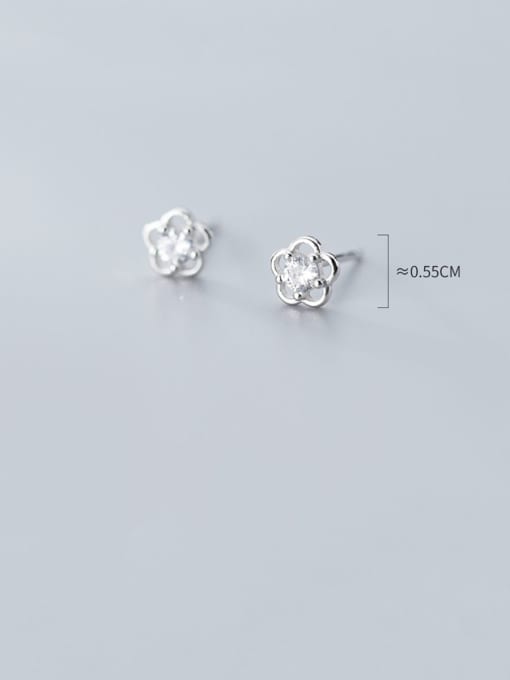 Rosh 925 Sterling Silver With Platinum Plated Simplistic Flower Stud Earrings 3