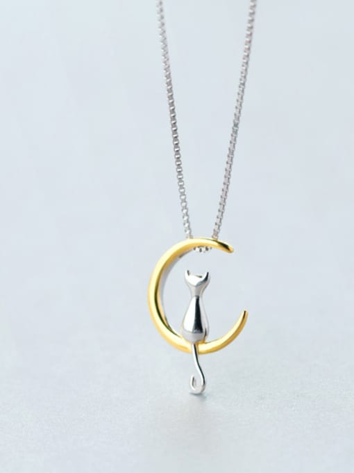 necklace Lovely Gold Plated Moon And Cat Shaped S925 Silver Stud Earrings