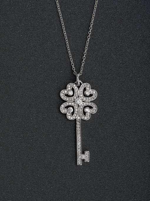 Lin Liang Transshipment four leaf revolving keys 925 silver necklaces 0