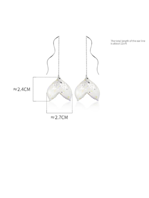 Rosh 925 Sterling Silver With Platinum Plated Simplistic Transparent Fishtail Waves Threader Earrings 4