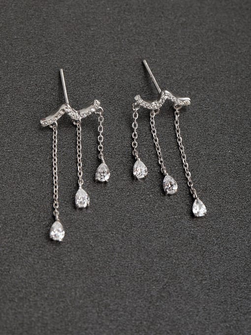 Lin Liang Water droplet zircon Pendant  925 Silver Earrings 0