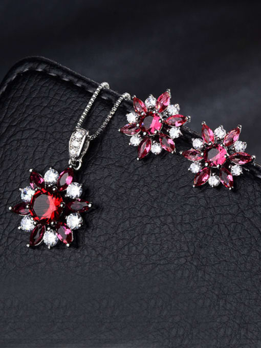 ROSS Copper With  Glass stone Fashion Flower 2 Piece Jewelry Set 0