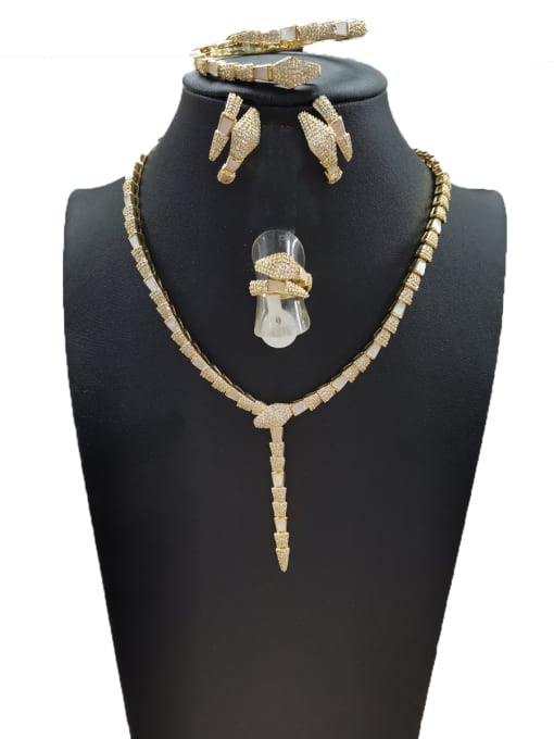 Tabora GODKI Luxury Women Wedding Dubai Copper With Gold Plated Fashion Animal 4 Piece Jewelry Set 0