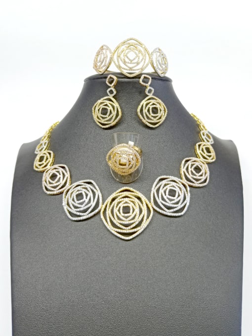 Tabora GODKI Luxury Women Wedding Dubai Copper With Gold Plated Trendy Square 4 Piece Jewelry Set 0