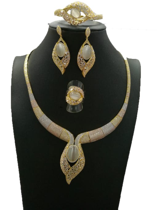 Tabora GODKI Luxury Women Wedding Dubai Copper With Mix Plated Fashion Water Drop 4 Piece Jewelry Set 0