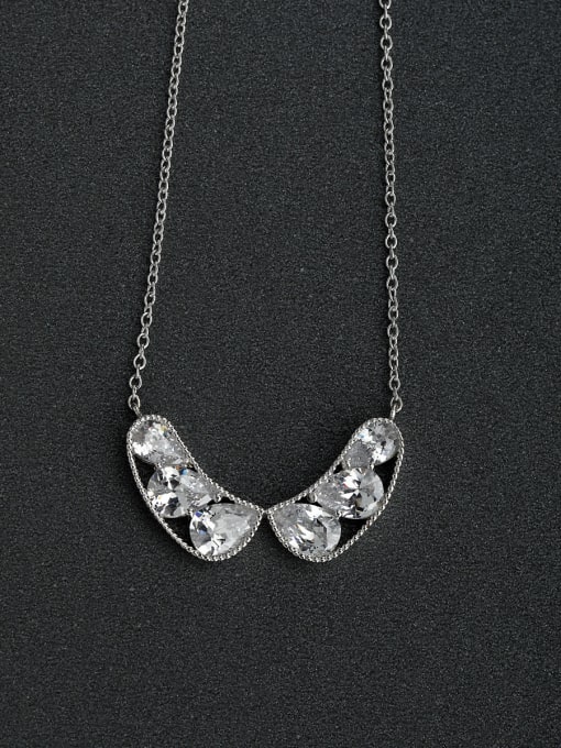 Lin Liang Inlaid Water drop crystal 925  Silver Necklace 0