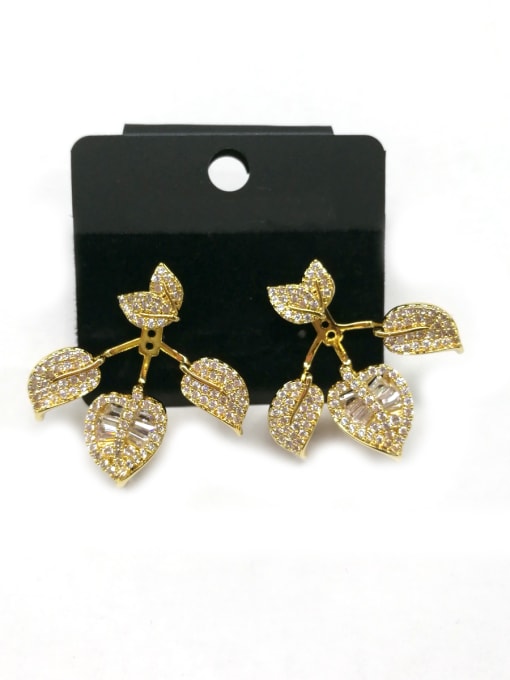 Tabora GODKI Luxury Women Wedding Dubai Copper With Gold Plated Simplistic Leaf Earrings 0