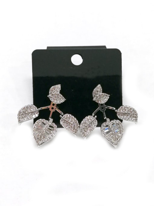 Tabora GODKI Luxury Women Wedding Dubai Copper With White Gold Plated Simplistic Leaf Earrings 0