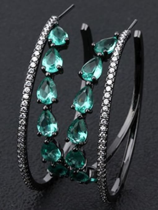 green+ Gun Gold Copper With  Cubic Zirconia Luxury Water Drop Stud Earrings