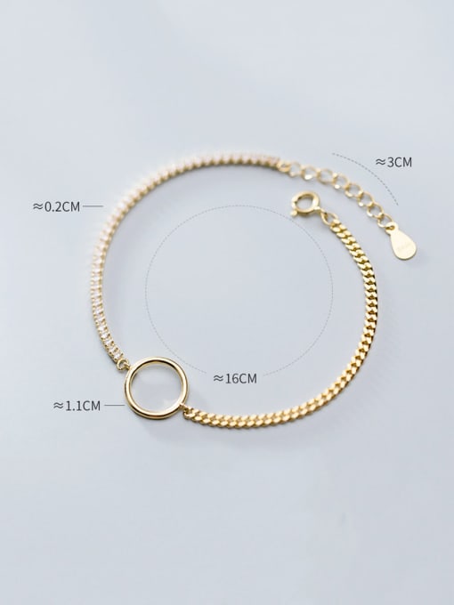 Rosh 925 Sterling Silver With Gold Plated Simplistic Chain Bracelets 3