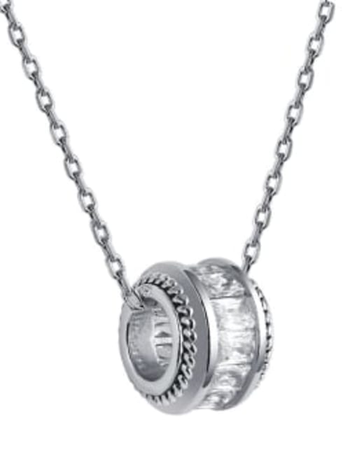 White Gold 925 Sterling Silver With Cubic Zirconia Simplistic Cylinder Necklaces