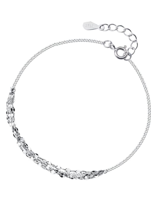 Silver 925 Sterling Silver With  Platinum Plated Fashion  Wave pattern Bracelets