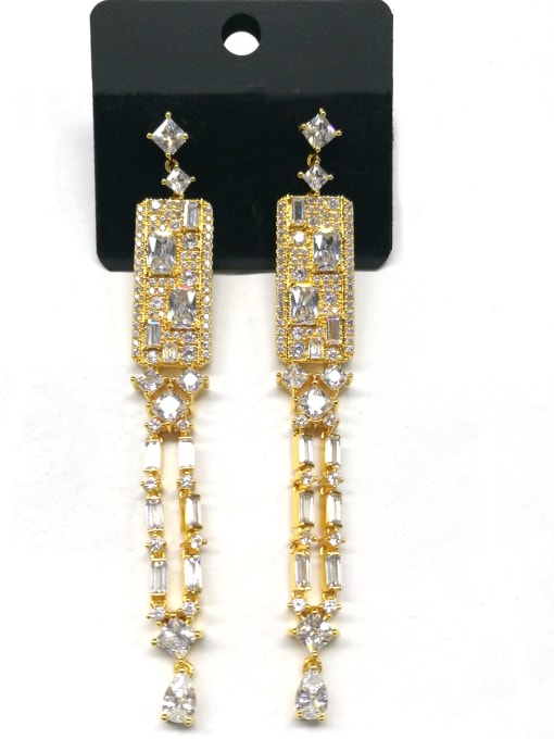 Tabora GODKI Luxury Women Wedding Dubai Copper With Gold Plated Luxury Chain Earrings