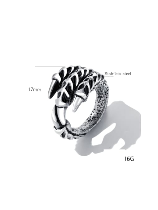 Open Sky Stainless Steel With Antique Silver Plated Punk Claw Men Rings 2