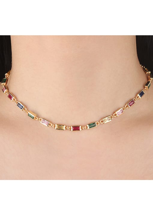 ROSS Copper With Cubic Zirconia Fashion Geometric Necklaces 1