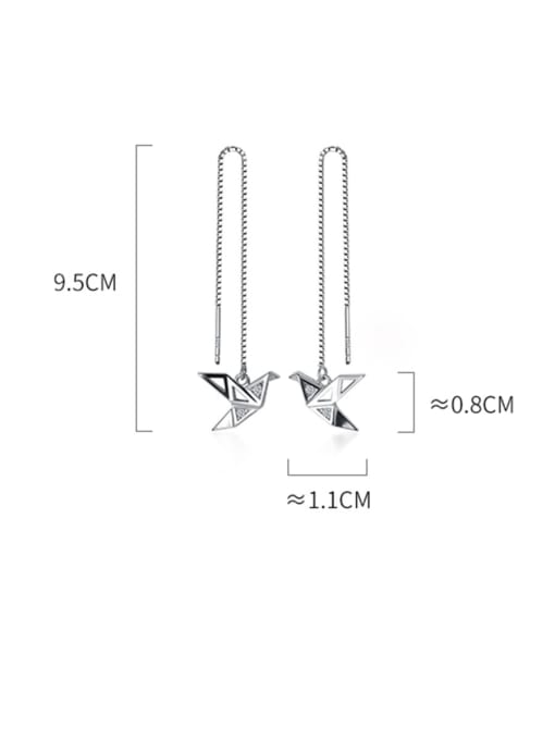 Rosh 925 Sterling Silver With Platinum Plated Simplistic  Paper Crane Threader Earrings And Necklace 3