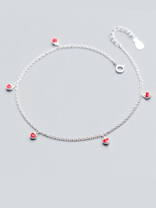 Rosh 925 Sterling Silver With Platinum Plated Fashion Heart Anklets 0