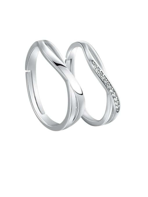 sliver 925 Sterling Silver With  Cubic Zirconia Simplistic Fringe  Lovers Free Size Rings