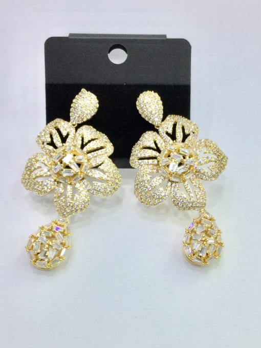 Tabora GODKI Luxury Women Wedding Dubai Copper With Gold Plated Trendy Flower Chandelier Earrings 0