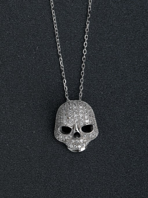 White Deluxe drills Skull 925 silver necklaces