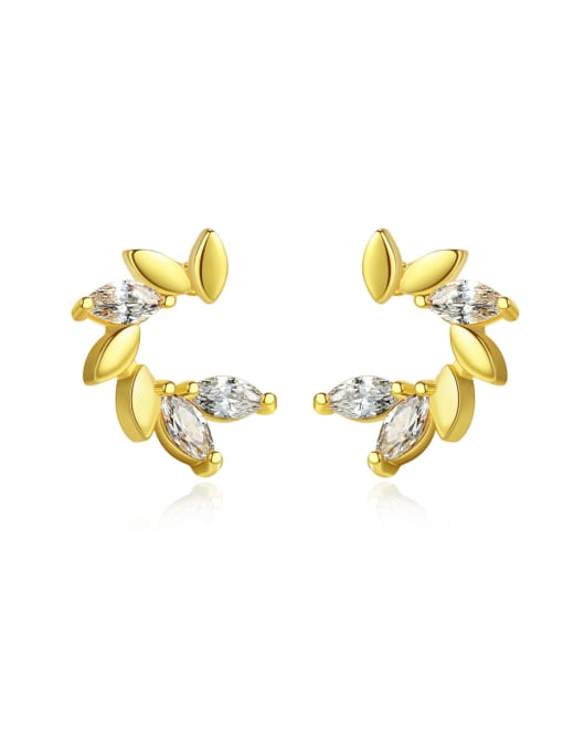 BLING SU Copper With 18k Gold Plated Delicate  Cubic Zirconia Stud Earrings 0