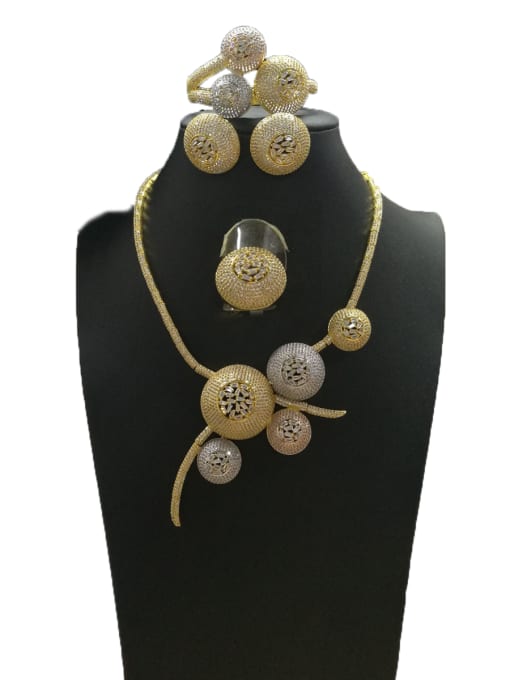 Tabora GODKI Luxury Women Wedding Dubai Copper With MIX Plated Fashion Round 4 Piece Jewelry Set