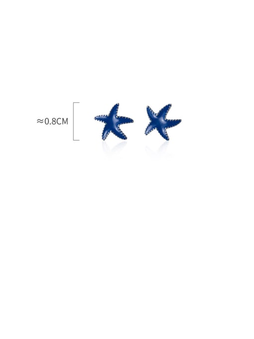 sliver blue 925 Sterling Silver With Platinum Plated Cute Starfish Stud Earrings