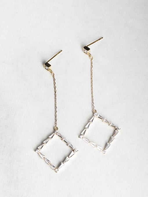 ANI VINNIE Simple rhombus Zircon Copper inlaid platinum Drop Earrings 0