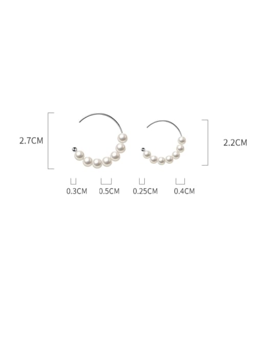 Rosh 925 Sterling Silver With Artificial Pearl Trendy Charm Hoop Earrings 4