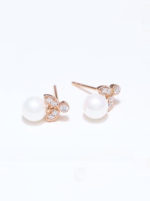 rose gold Alloy Imitation Pearl Dainty Stud Earring